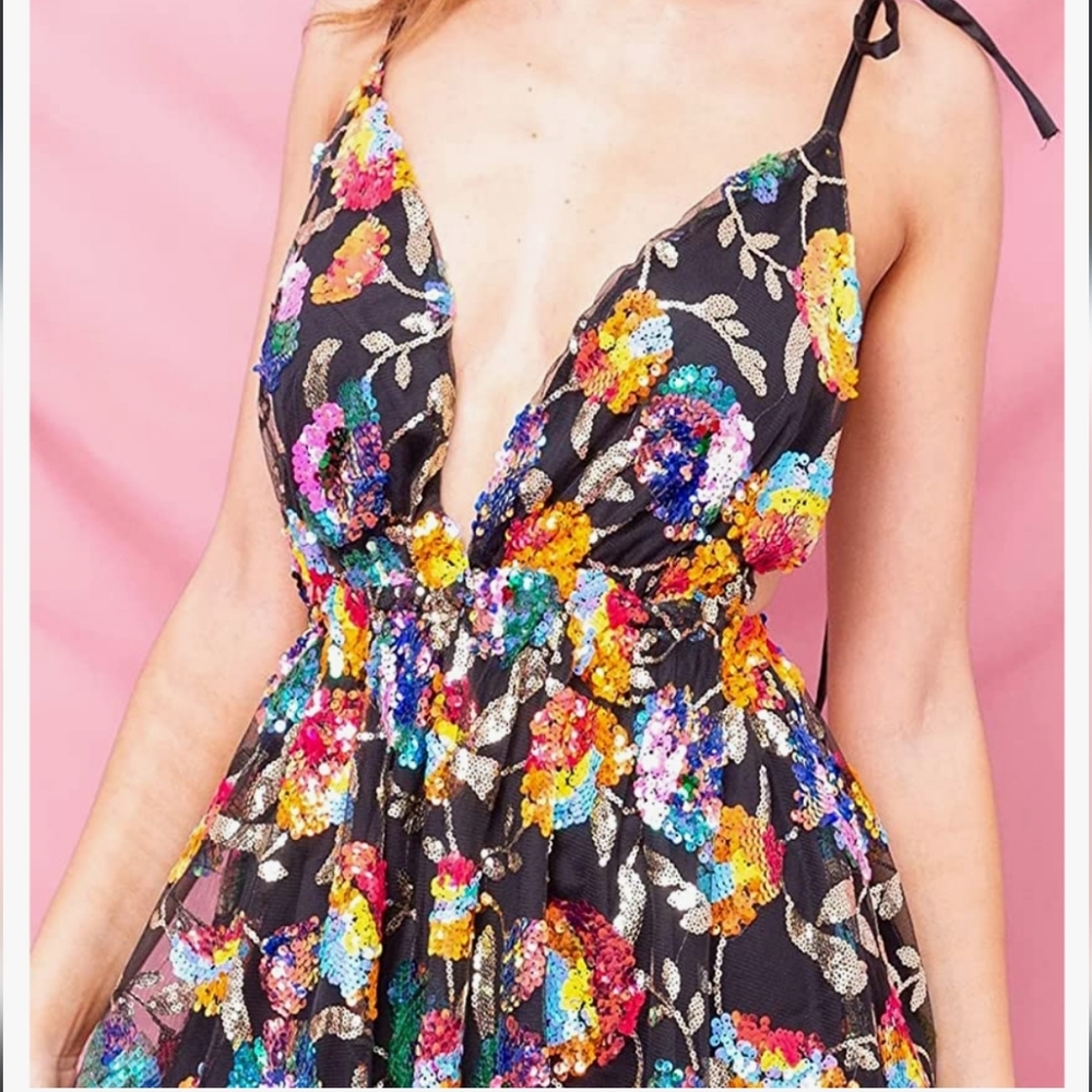 Black sequined festival dress size large